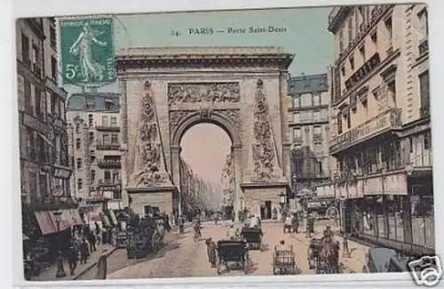 30309 Ak Paris Porte Saint Denis mit Verkehr 1908