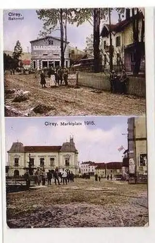 54659 Feldpost Ak Cirey Frankreich France Bahnhof und Marktplatz 1916