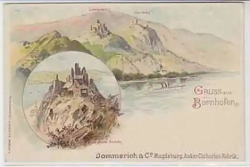 40040 Werbe-Ak Gruss aus Bornhofen Fa. Dommerich um 1920