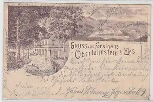 08183 Ak Gruss vom Forsthaus Oberlahnstein bei Ems 1896