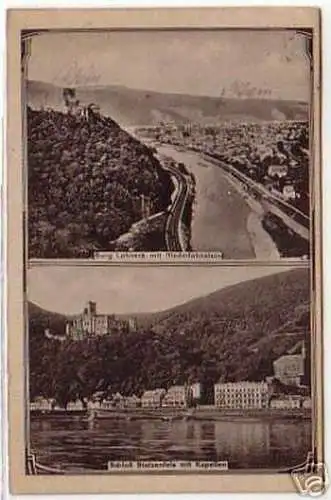 08721 Ak Burg Lahneck mit Niederlahnstein 1925