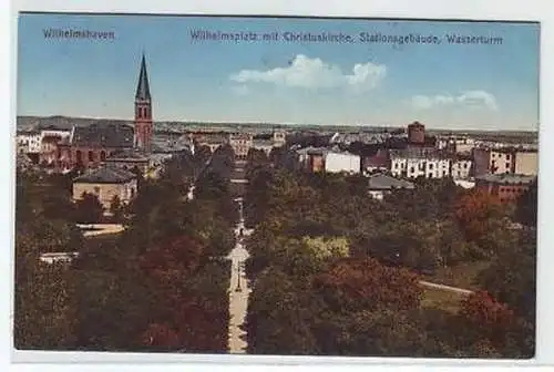 44948 Ak Wilhelmshaven Stationsgebäude Wasserturm 1910