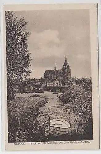 63384 Ak Rostock Blick auf die Marienkirche vom Gehlsdorfer Ufer 1922