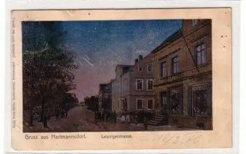 49167 Ak Gruss aus Hartmannsdorf Leipzigerstrasse 1906