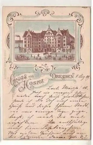 33092 Ak Gruss vom Hospiz Dresden 1899