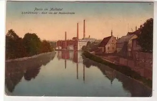 55449 Ak Lunzenau Blick von der Muldenbrücke um 1910