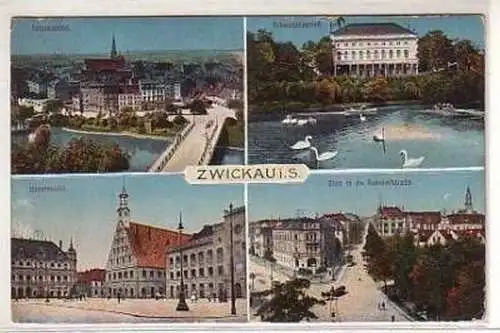 42198 Mehrbild Ak Zwickau Hauptmarkt usw. um 1910