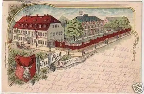 08916 Ak Lithographie Limbach in Sa. Hotel Hirsch 1905