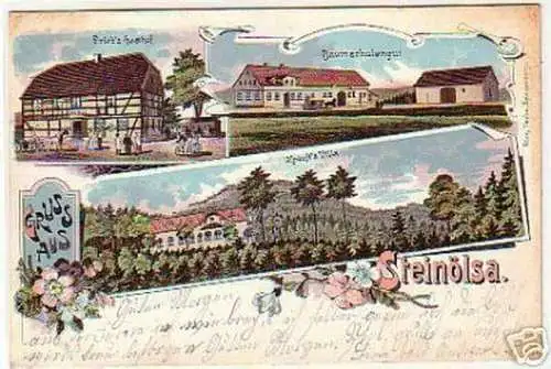 10504 Ak Lithographie Gruß aus Steinölsa Gasthof 1902