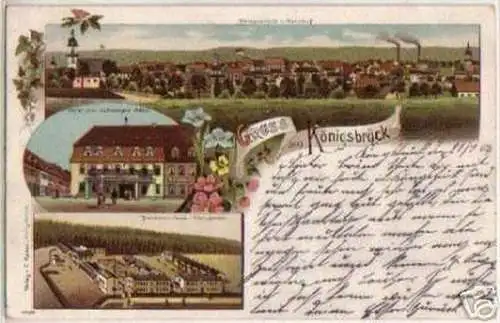 10638 Ak Lithographie Gruss aus Königsbrück Hotel 1905