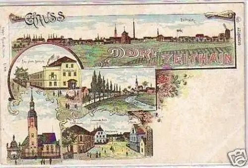 00361 Ak Lithographie Gruß vom Dorf Zeithain um 1910