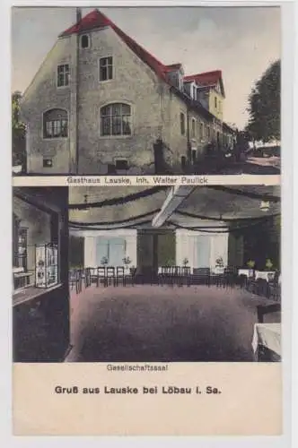 98798 Mehrbild Ak Gruß aus Lauske bei Löbau in Sachsen Gasthaus 1927