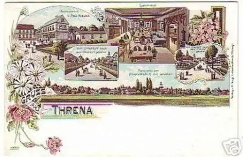 05485 Ak Lithographie Gruss aus Threna um 1900