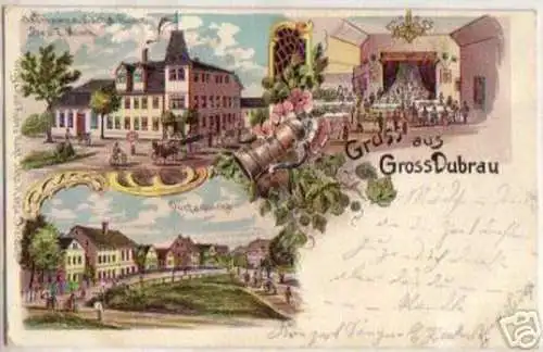 09530 Ak Lithographie Gruss aus Gross Dubrau 1903