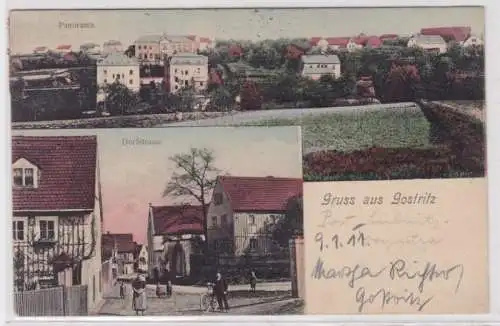 98044 Mehrbild Ak Gruß aus Gostritz Panorama und Dorfstrasse 1911