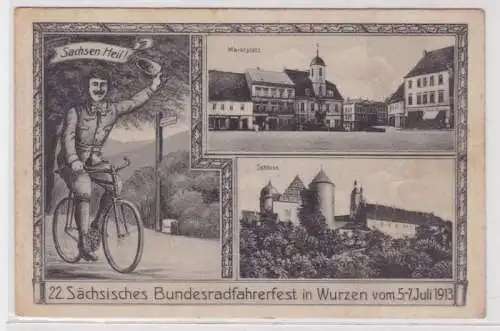 98539 Mehrbild Ak 22. Sächs. Bundesradfahrerfest in Wurzen 1913