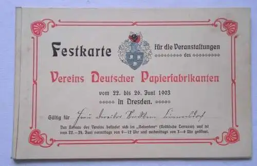 Festkarte Verein Deutscher Papierfabrikanten Dresden 1903