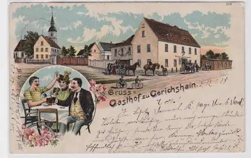 92659 Ak Lithographie Gruß vom Gasthof zu Gerichshain 1908