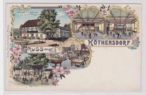 92691 Ak Lithographie Gruß aus Köthensdorf Gasthof um 1900