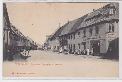 85590 Ak Geithain Chemnitz Dresdner Strasse mit Drechslerei um 1920