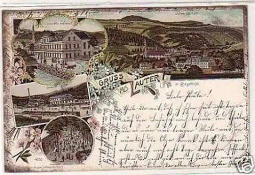 33586 Ak Lithographie Gruß aus Lauter Erzgebirge 1900