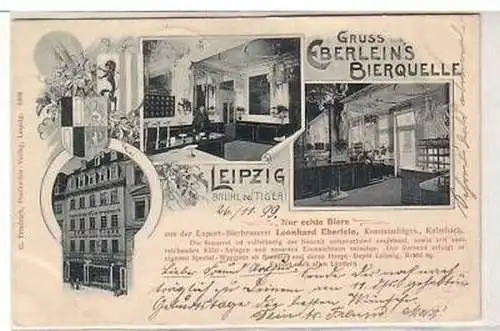 31/60 Ak Gruß aus Eberleins Bierquelle Leipzig 1899