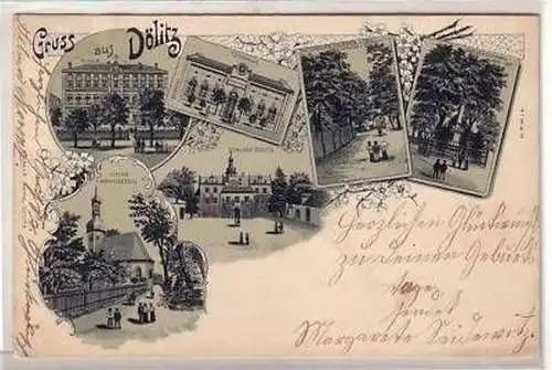 24/51 Ak Lithografie Gruss aus Dölitz b. Leipzig 1903