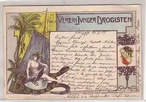 26/64 Ak Litho Leipzig Verein junger Drogisten 1909