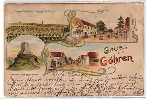 30/138 Ak Litho Gruss aus Göhren Gasthof b. Leipzig 1906