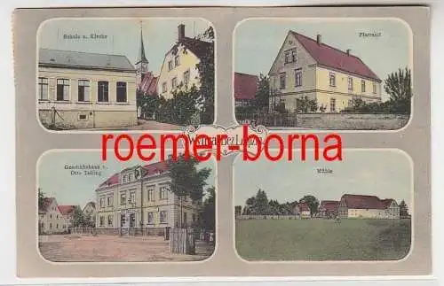 19473 Mehrbild Ak Wyhra Geschäftshaus, Schule, Kirche, Pfarrhaus, Mühle 1911