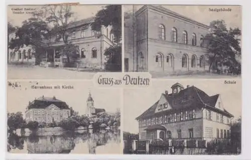 95728 Mehrbild Ak Gruß aus Deutzen Gasthof, Saalgebäude, Schule 1923