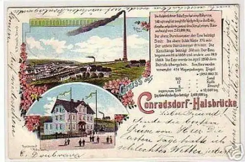 08551 Ak Lithographie Gruß aus Conradsdorf Halsbrücke