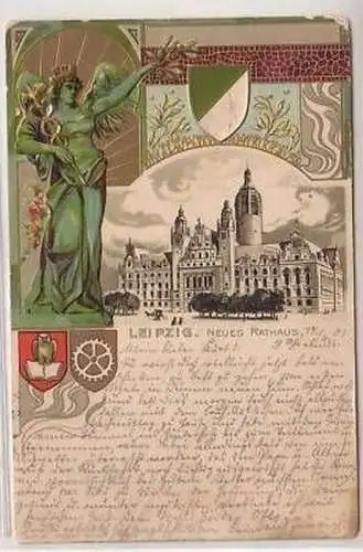 21/12 Präge Ak Leipzig neues Rathaus 1901