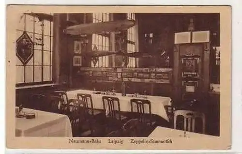 32/163 Ak Leipzig Naumann Bräu Zeppelin Stammtisch 1918