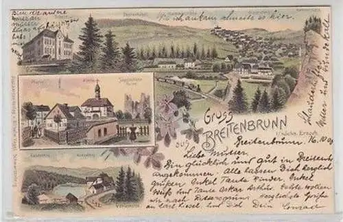 59310 Ak Lithographie Gruß aus Breitenbrunn im sächs. Erzgebirge 1900