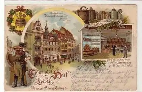 30/84 Ak Lithografie Leipzig Thüringer Hof 1898