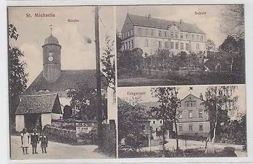 34220 Mehrbild Ak St. Michaelis Erbgericht, Schule, Kirche 1917