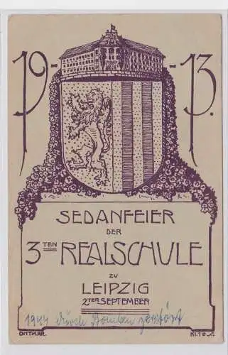 93675 Ak Leipzig Sedanfeier der 3ten Realschule 1913