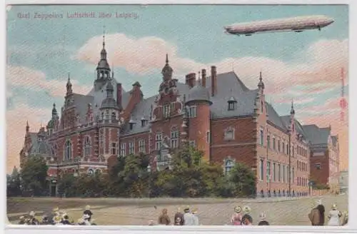 95219 Ak Graf Zeppelins Luftschiff über Leipzig Buchhändlerhaus 1900