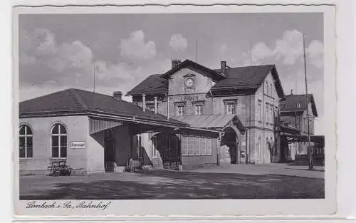 91966 Ak Limbach in Sachsen Bahnhof 1937