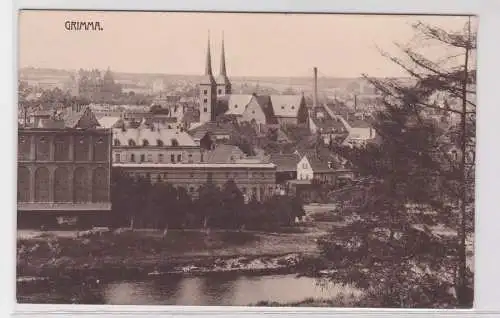 81992 AK Grimma - Ortsansicht mit Kirche & Mulde 1918