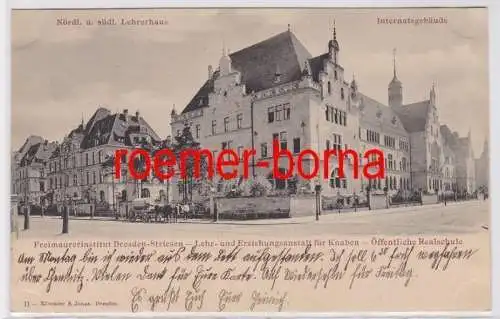 81985 Ak Dresden Striessen Freimaurerinstitut Öffentliche Realschule 1902