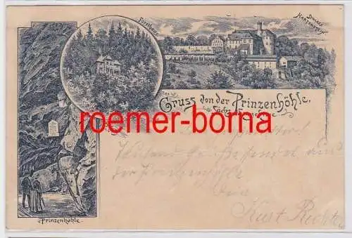 81987 Künstler Ak Gruss von der Prinzenhöhle Sächs. Erzgebirge 1894