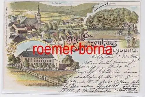 81652 Ak Lithografie Gruss vom Schützenhaus Zschopau 1899