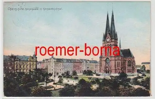 80581 Ak Chemnitz Körnerplatz m. Körnerdenkmal 1907