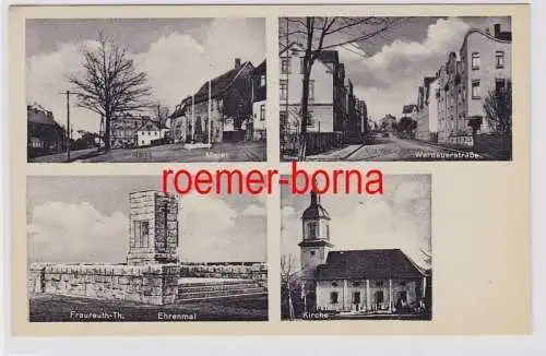 80808 Mehrbild Ak Fraureuth-Th. Markt, Werdauerstraße, Ehrenmal, Kirche um 1930