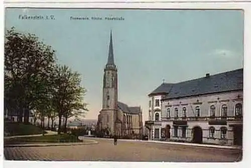 38856 Ak Falkenstein Promenade Kirche Hauptstraße 1911