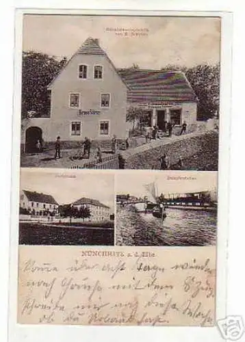 schöne Ak Nünchritz a.d.Elbe Dorfstrasse usw. 1916