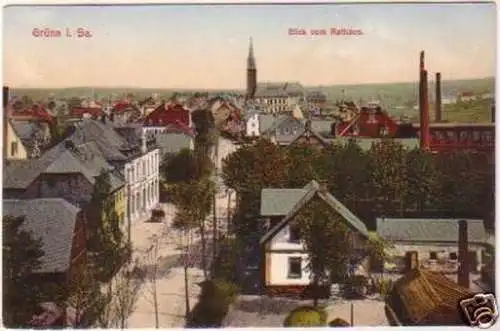 20216 Ak Grüna in Sachsen Blick vom Rathaus 1913