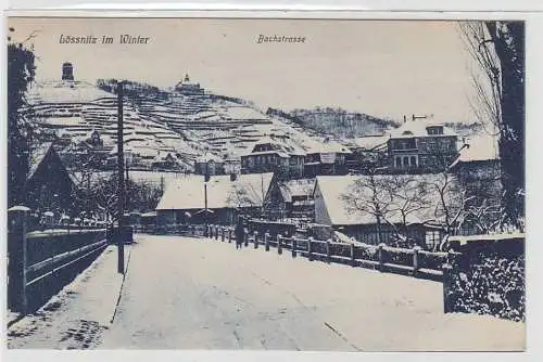 70148 Ak Lössnitz im Winter Bachstrasse 1919